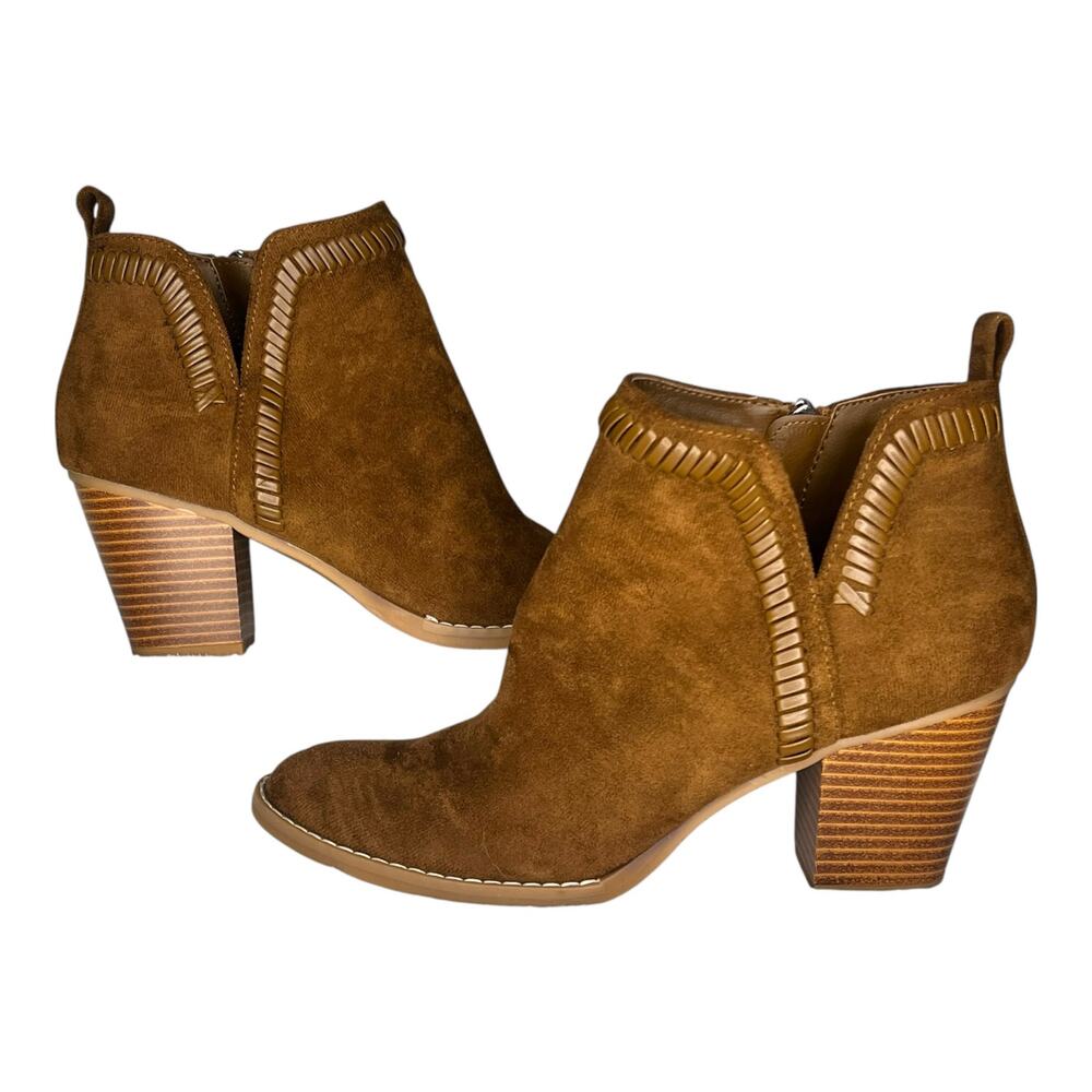 DV8 Dolce Vita (7.5) Jace Dune Vegan Faux Suede Zip Block Heel Ankle Booties